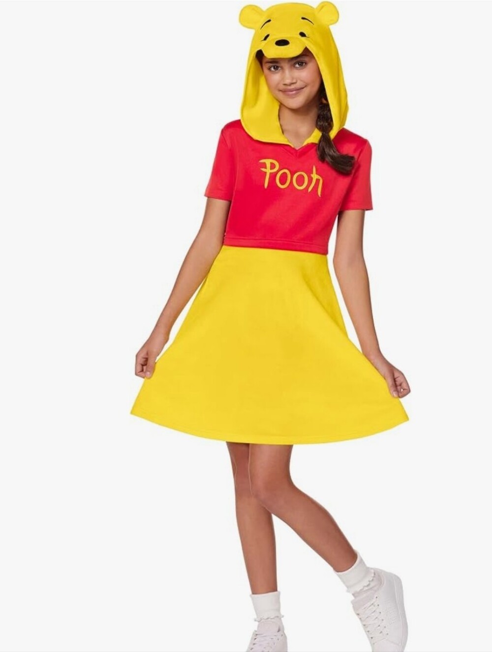 Disney Yellow & Red Winnie the Pooh Hooded Dress Costume Adult Small, Halloween